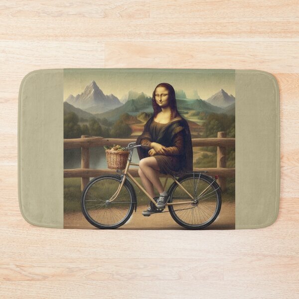 Item preview, Mona Lisa with Bike Leonardo Da Vinci Funny art parody designed and sold by ArtUnova.