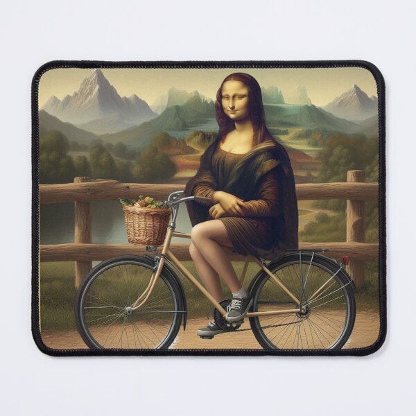 Item preview, Mona Lisa with Bike Leonardo Da Vinci Funny art parody designed and sold by ArtUnova.
