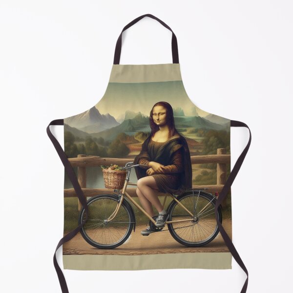 Item preview, Mona Lisa with Bike Leonardo Da Vinci Funny art parody designed and sold by ArtUnova.