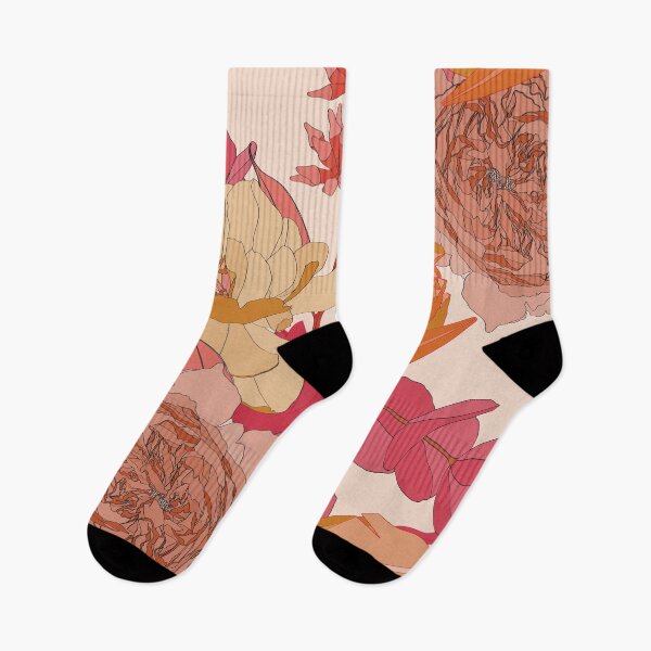 Item preview, Roses, tulips flowers with eucalyptus branches, abstract pink orange colors. designed and sold by MatyKotiv.