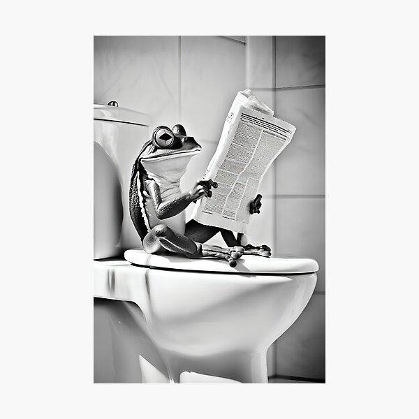 Item preview, Frog Sitting on the Toilet Reading a Newspaper designed and sold by CheekyAnimalz.