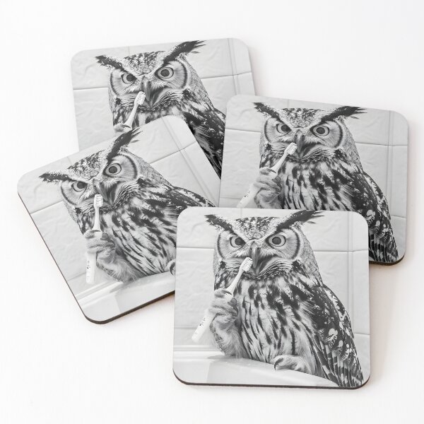 Item preview, Owl Brushing Teeth, Animals in Bathroom designed and sold by CheekyAnimalz.