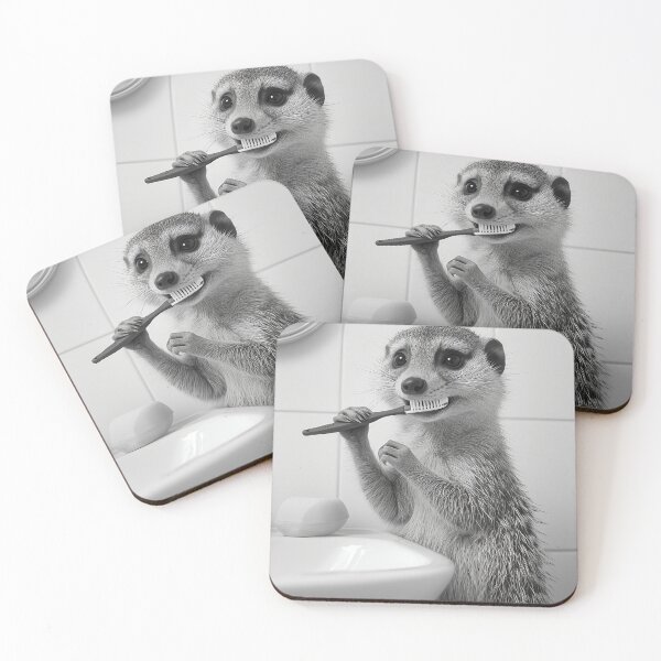 Item preview, Mongoose Brushing Teeth, Animals in Bathroom designed and sold by CheekyAnimalz.