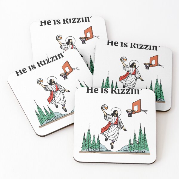 Item preview, He is Rizzin Funny Easter Jesus Playing Basketball Meme designed and sold by SnarkoClothes.
