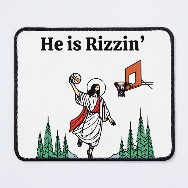 Item preview, He is Rizzin Funny Easter Jesus Playing Basketball Meme designed and sold by SnarkoClothes.