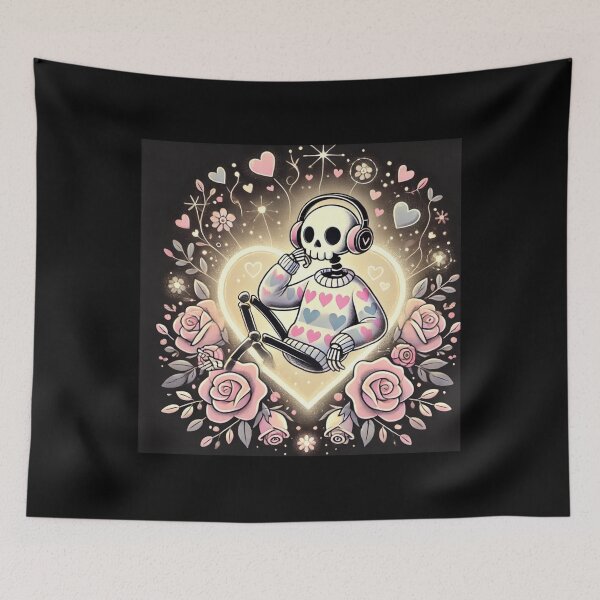 Item preview, Valentine's Day Skeleton - Pastel Neon Heart and Love Rose designed and sold by ATOTI.