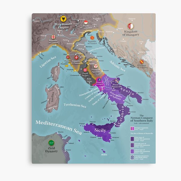 Aperçu de l'œuvre Conquête normande de l'Italie aux XIe et XIIe siècles créée et vendue par Maps&Kings.