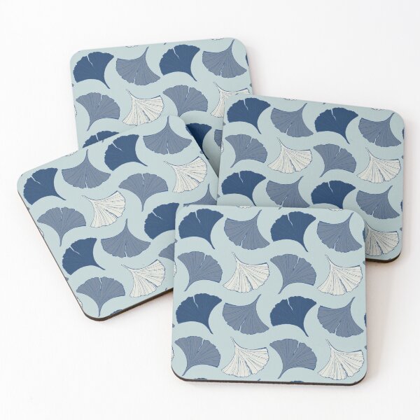 Item preview, Falling ginkgo on duck egg blue designed and sold by LisaLeQuelenec.