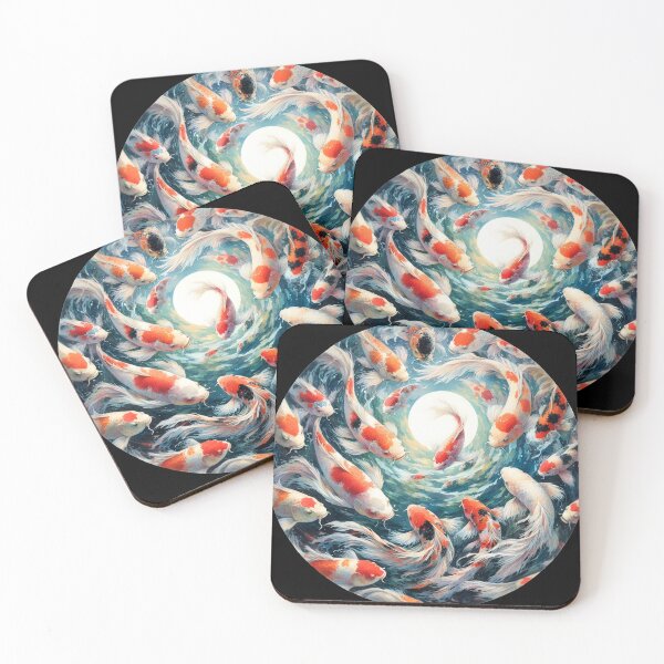 Item preview, Koi Fish swimming the reflective the moon designed and sold by romeobravado.