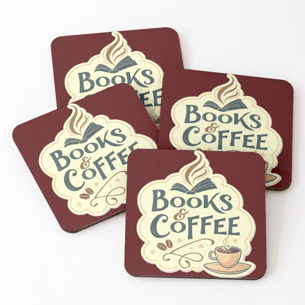 Item preview, Books & Coffee, Modern typography with coffee cup steam forming book titles, Book Lover, Bibliophile, Bookworm, Book Addict, Reading Time designed and sold by PixelStoneDesign .