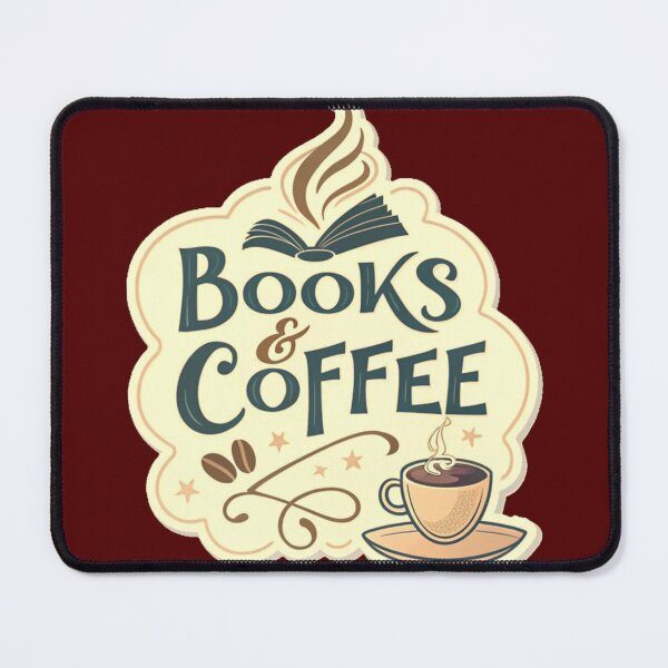 Item preview, Books & Coffee, Modern typography with coffee cup steam forming book titles, Book Lover, Bibliophile, Bookworm, Book Addict, Reading Time designed and sold by PixelStoneDesign .