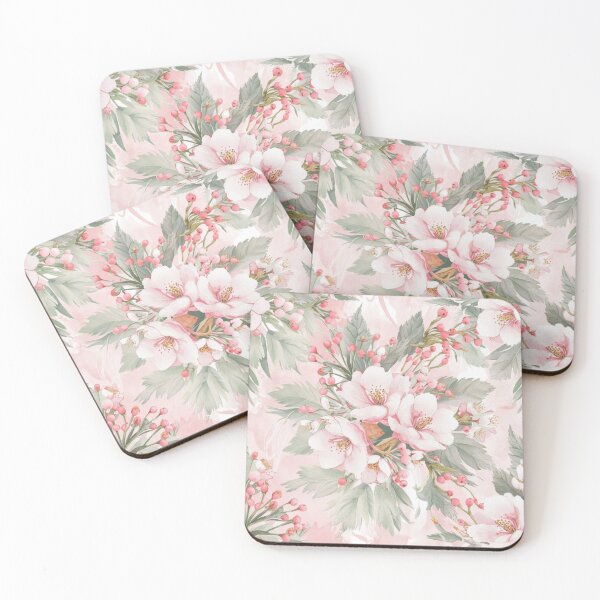 Item preview, Pink Flowers motif pattern designed and sold by catcraftss.
