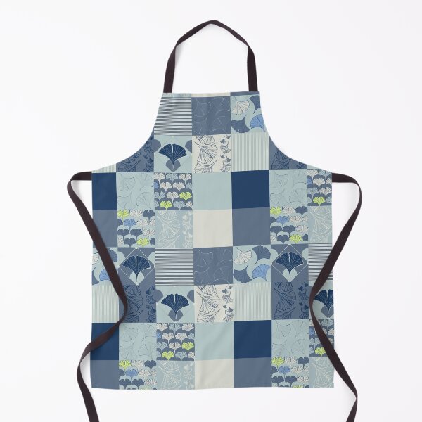 Item preview, Ginkgo patchwork in french navy and duck egg blue designed and sold by LisaLeQuelenec.