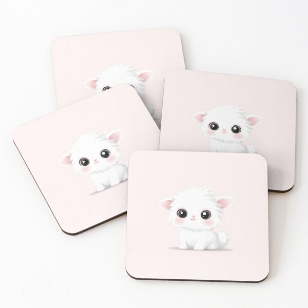 Item preview, Cute White Kitten Vector Illustration designed and sold by GoldenTealArts.
