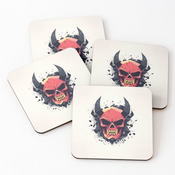 Item preview, Skull Logo With Horns in Low Poly designed and sold by GoldenTealArts.