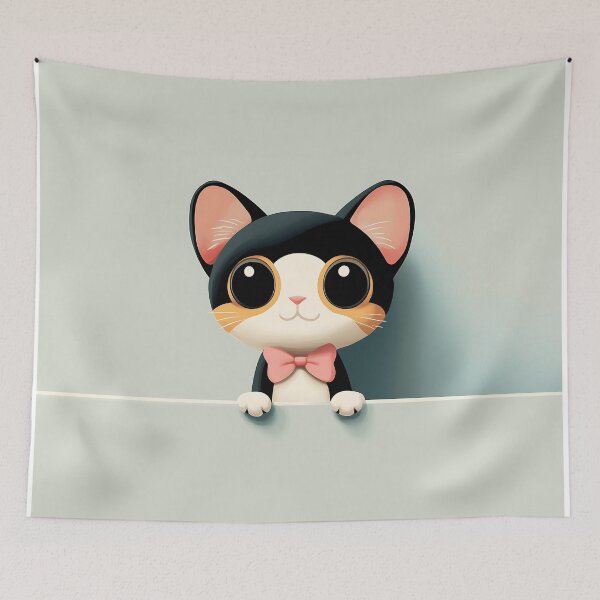 Item preview, Cute Cartoon Cat With Bow Tie Illustration designed and sold by GoldenTealArts.