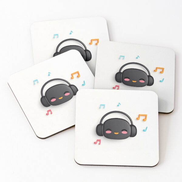 Item preview, Cute Headphones Music Logo With Notes designed and sold by GoldenTealArts.