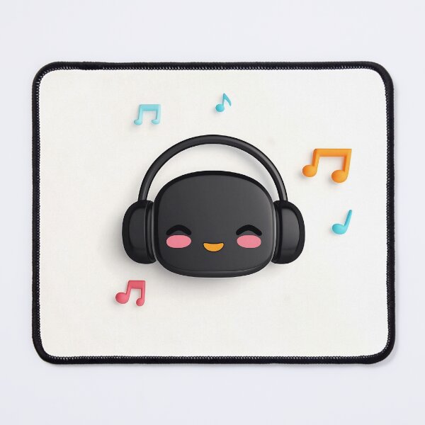Item preview, Cute Headphones Music Logo With Notes designed and sold by GoldenTealArts.
