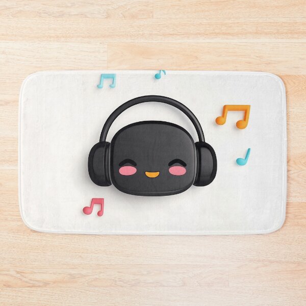 Item preview, Cute Headphones Music Logo With Notes designed and sold by GoldenTealArts.
