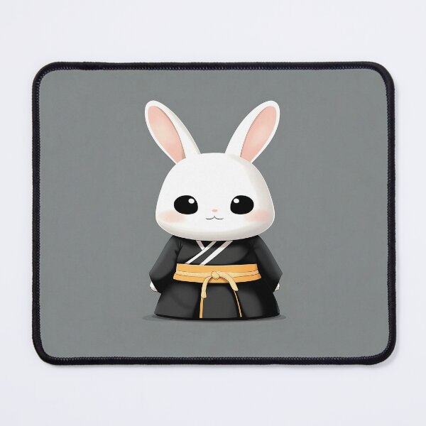 Item preview, Cute White Rabbit in Black Kimono Illustration designed and sold by GoldenTealArts.