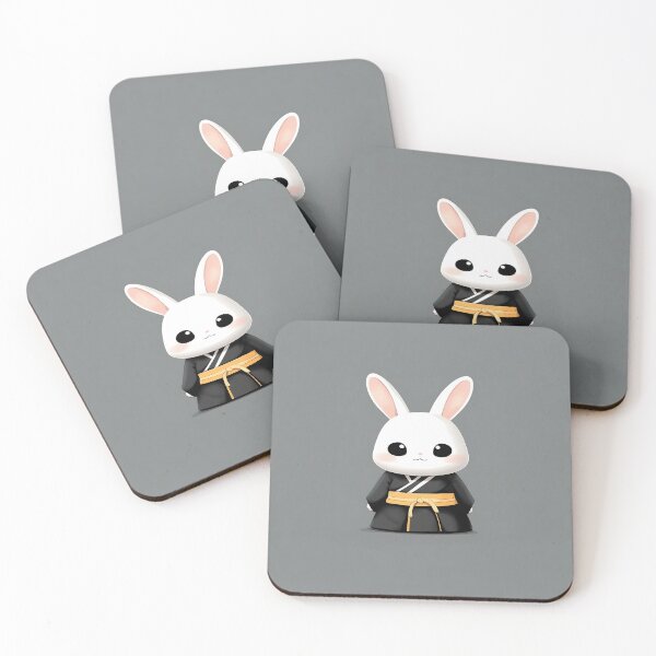 Item preview, Cute White Rabbit in Black Kimono Illustration designed and sold by GoldenTealArts.
