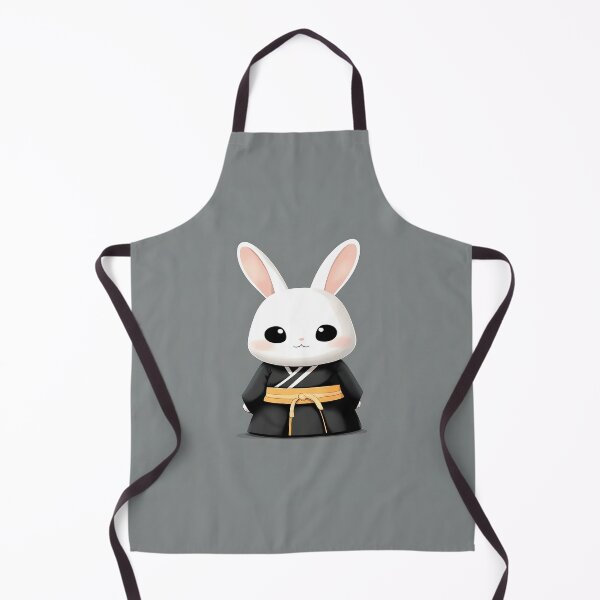 Item preview, Cute White Rabbit in Black Kimono Illustration designed and sold by GoldenTealArts.