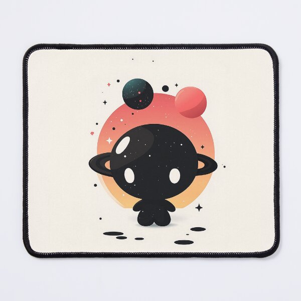 Item preview, Cute Black Planet Cartoon Illustration designed and sold by GoldenTealArts.