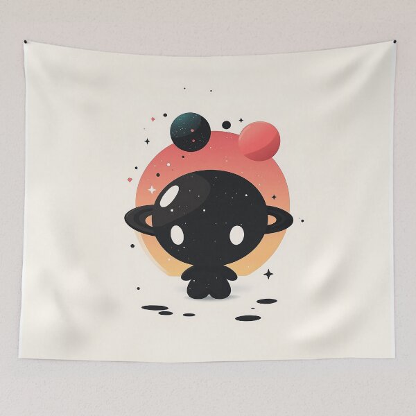 Item preview, Cute Black Planet Cartoon Illustration designed and sold by GoldenTealArts.