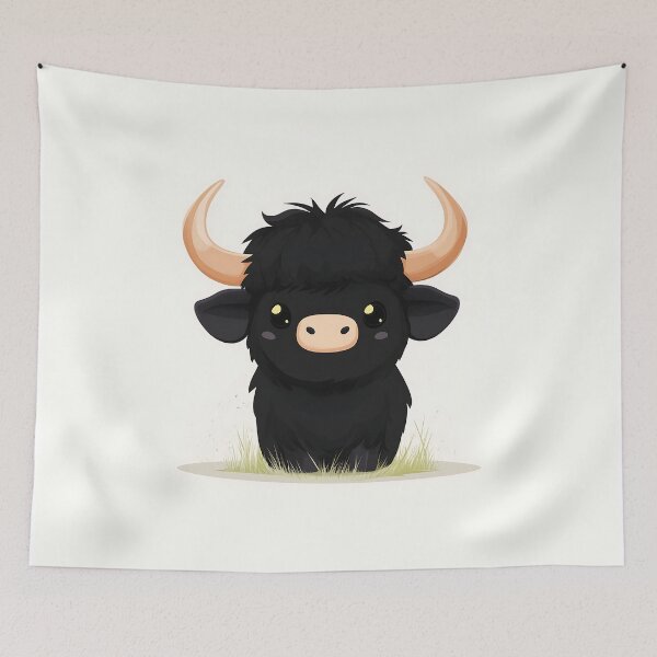 Item preview, Cute Black Calf Cartoon Illustration designed and sold by GoldenTealArts.