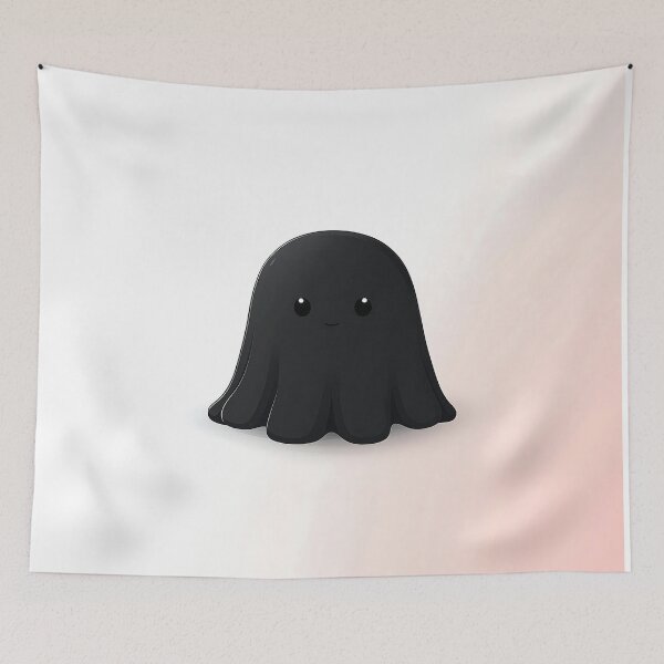 Item preview, Cute Black Ghost Icon With Pastel Background designed and sold by GoldenTealArts.
