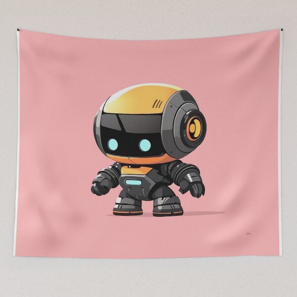 Item preview, Cute Robot Illustration With Pink Background designed and sold by GoldenTealArts.