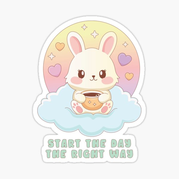 Cute Coffee Bunny | Cream & Green Sticker