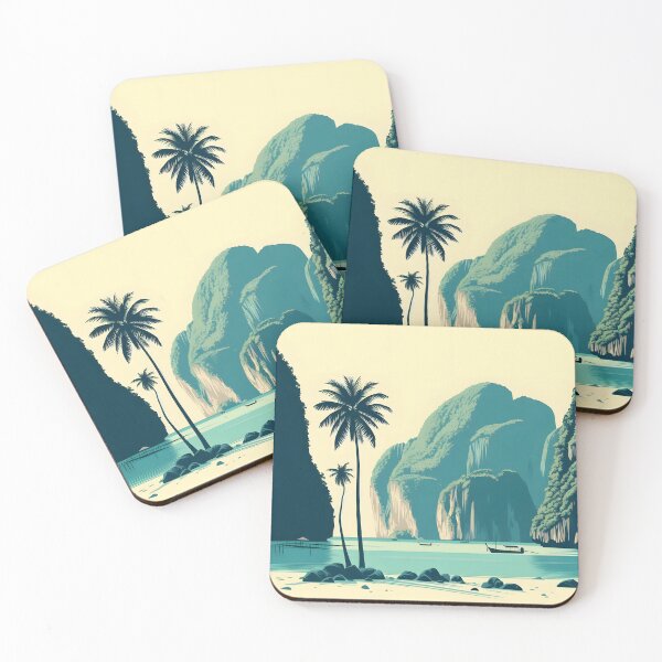 Item preview, Minimalist Clipart-Style Illustration of Maya Bay Island, Thailand designed and sold by inkNext.