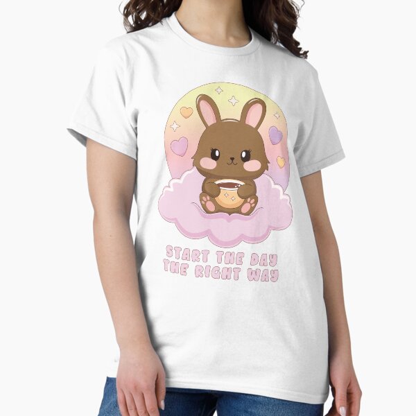 Cute Coffee Bunny | Brown & Pink Classic T-Shirt