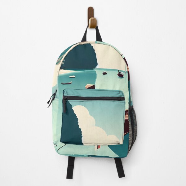 Item preview, Minimalist Clipart-Style Illustration of Maya Bay Island with Long-Tail Boat Perspective designed and sold by inkNext.