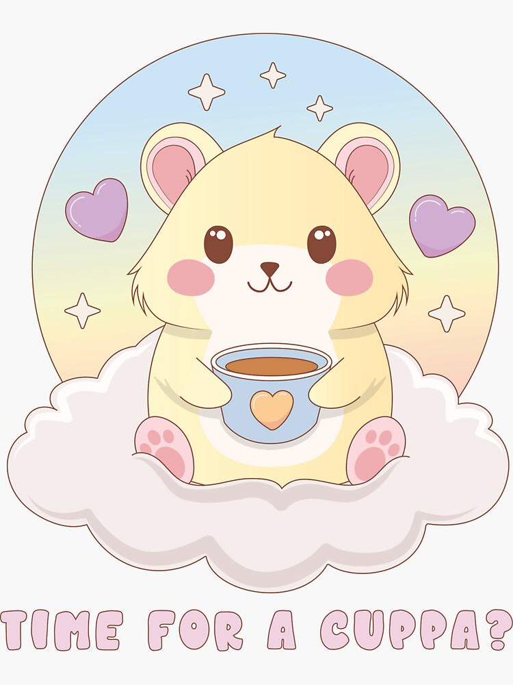 Thumbnail 3 of 3, Sticker, Cute Coffee Hamster | Cuppa Time designed and sold by JOliverDesigns.