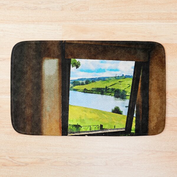 Item preview, Scenic watercolor view of the Lake District landscape through a window designed and sold by GestaltImagery.