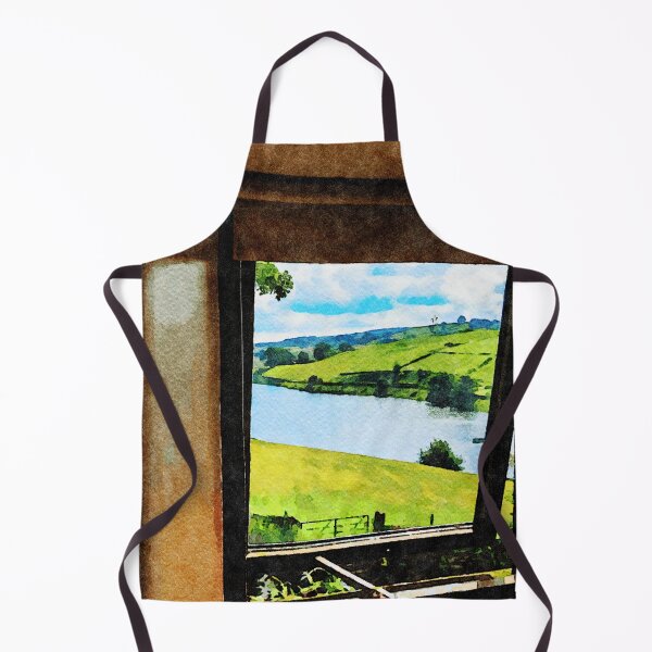 Item preview, Scenic watercolor view of the Lake District landscape through a window designed and sold by GestaltImagery.