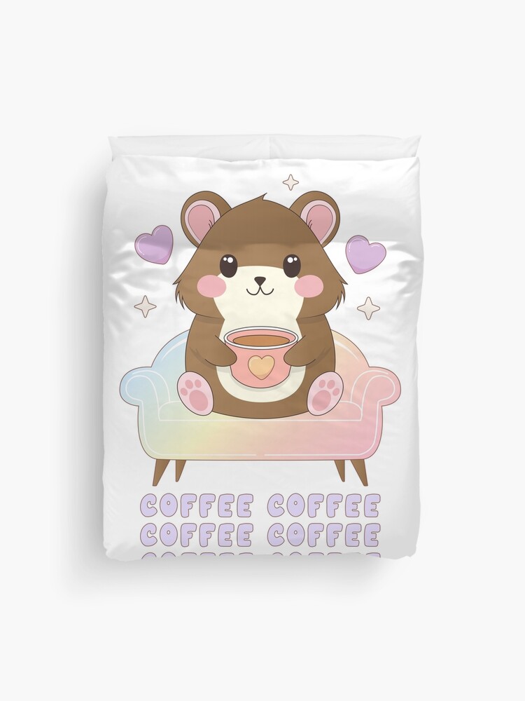 Thumbnail 1 of 2, Duvet Cover, Cute Coffee Hamster | Coffee Coffee designed and sold by JOliverDesigns.