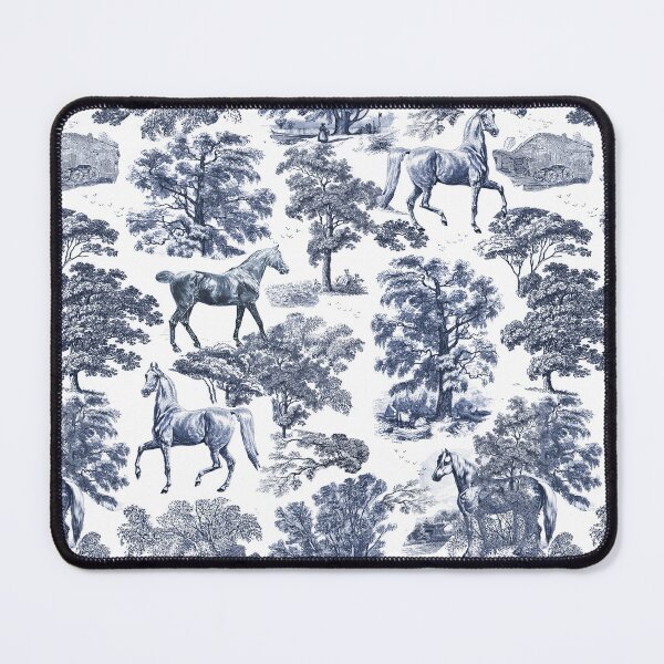 Item preview, Elegant Vintage Chic Blue Toile Horse Woodland Pattern designed and sold by tanjica.