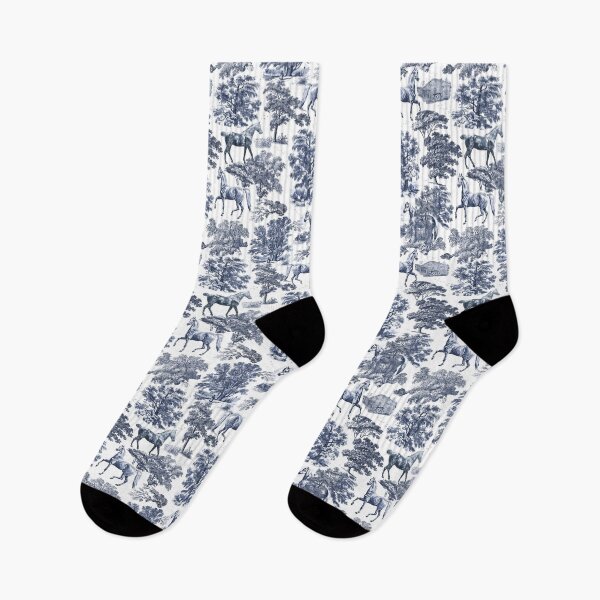 Item preview, Elegant Vintage Chic Blue Toile Horse Woodland Pattern designed and sold by tanjica.