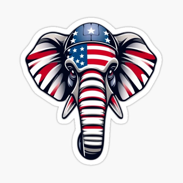 Item preview, A majestic elephant head in USA colours designed and sold by Creativeatwork.