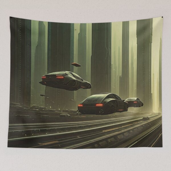 Item preview, Futuristic Cityscape with Flying Cars designed and sold by LoveingShop.