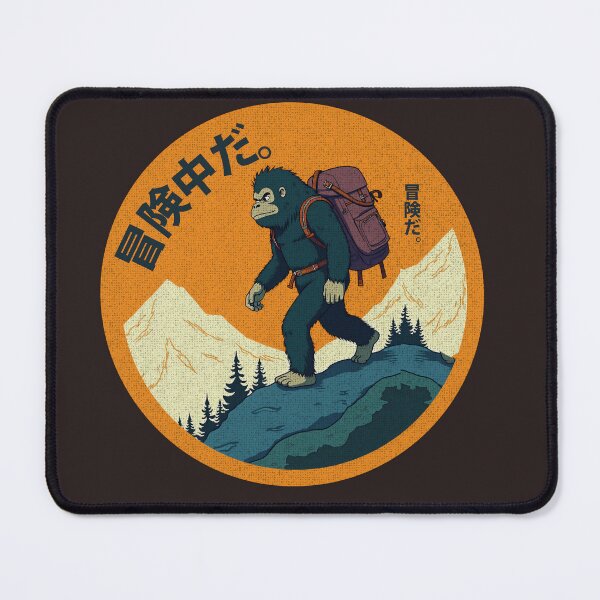 Item preview, Adventure Gorilla with Japanese Text | Retro Hiking Art designed and sold by GALUMARKET.
