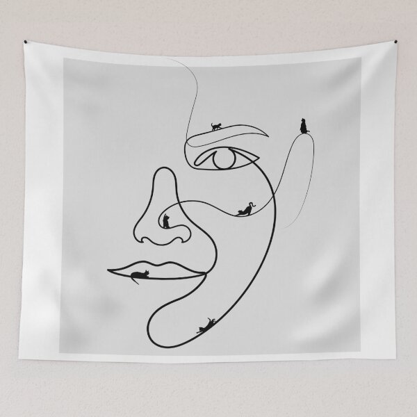 Item preview, Cat Lover One Line Art - Cats Woman Line Art Drawing designed and sold by One-Line-Artist.