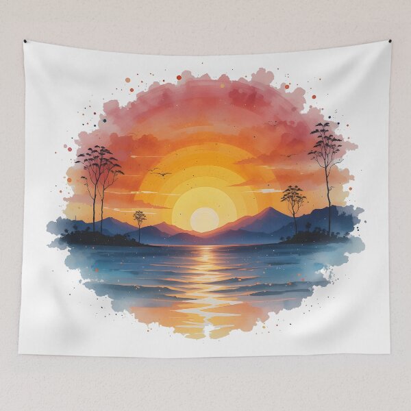 Item preview, Retro Watercolor Sunset designed and sold by AbstractIdeas.