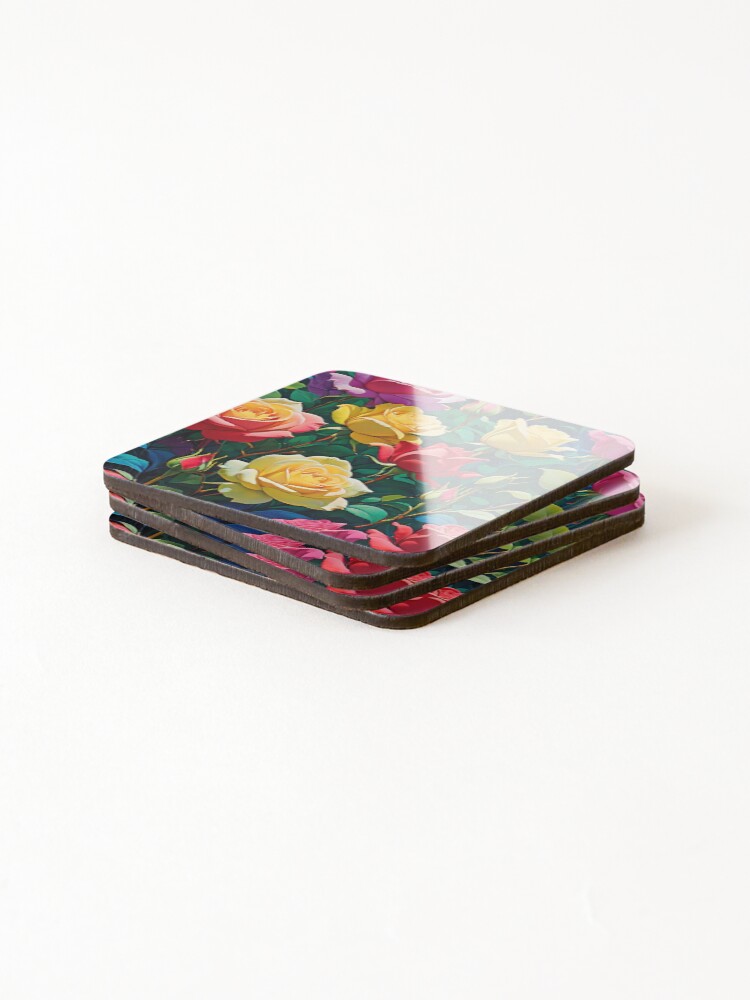 Thumbnail 4 of 5, Coasters (Set of 4), Beautiful Roses designed and sold by SublimeMusings.