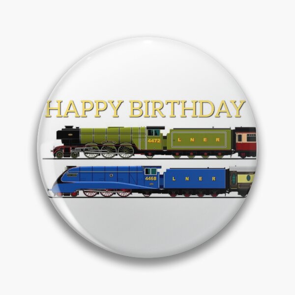 Item preview, Mallard and Flying Scotsman locomotive birthday card designed and sold by TrainFanatic.