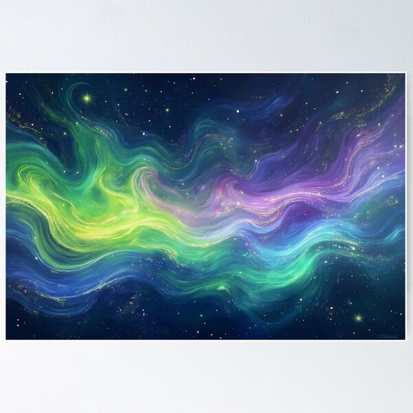 Item preview, Abstract Aurora Borealis Northern Lights Wall Art designed and sold by aiEuroGirls.