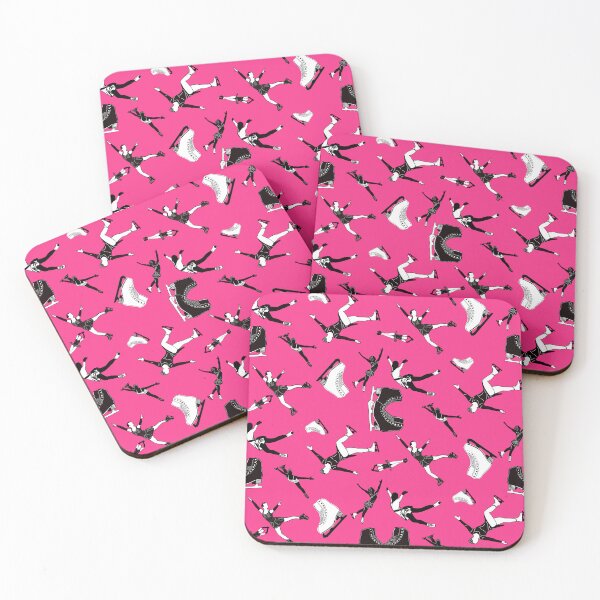 Artikelvorschau, Eiskunstlauf weibliche Silhouetten auf Fuchsia Hintergrund entworfen und verkauft von Purposely Designed.